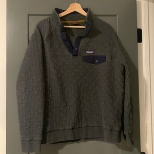 Patagonia mens quilted gray pullover. Size L.